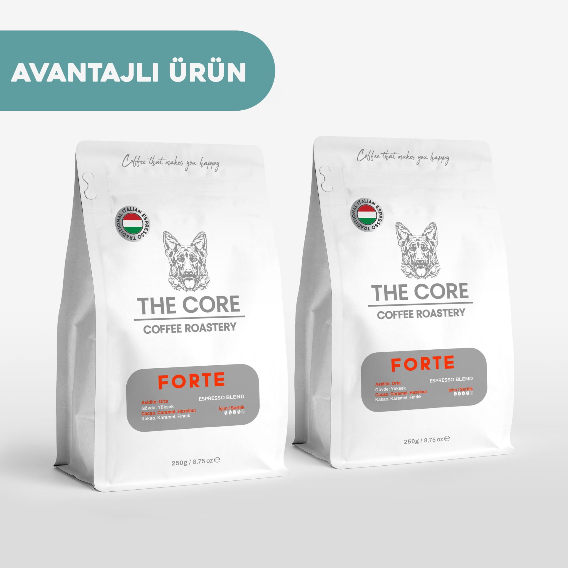 The Core Forte Özel Harman Espresso Çekirdek Kahve 250gr X2