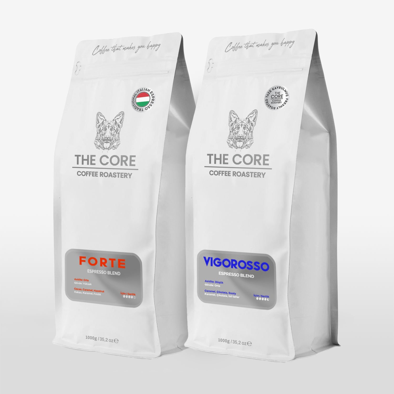 The Core Forte ve Vigorosso Özel Harman Espresso Çekirdek Kahve 1000gr X2